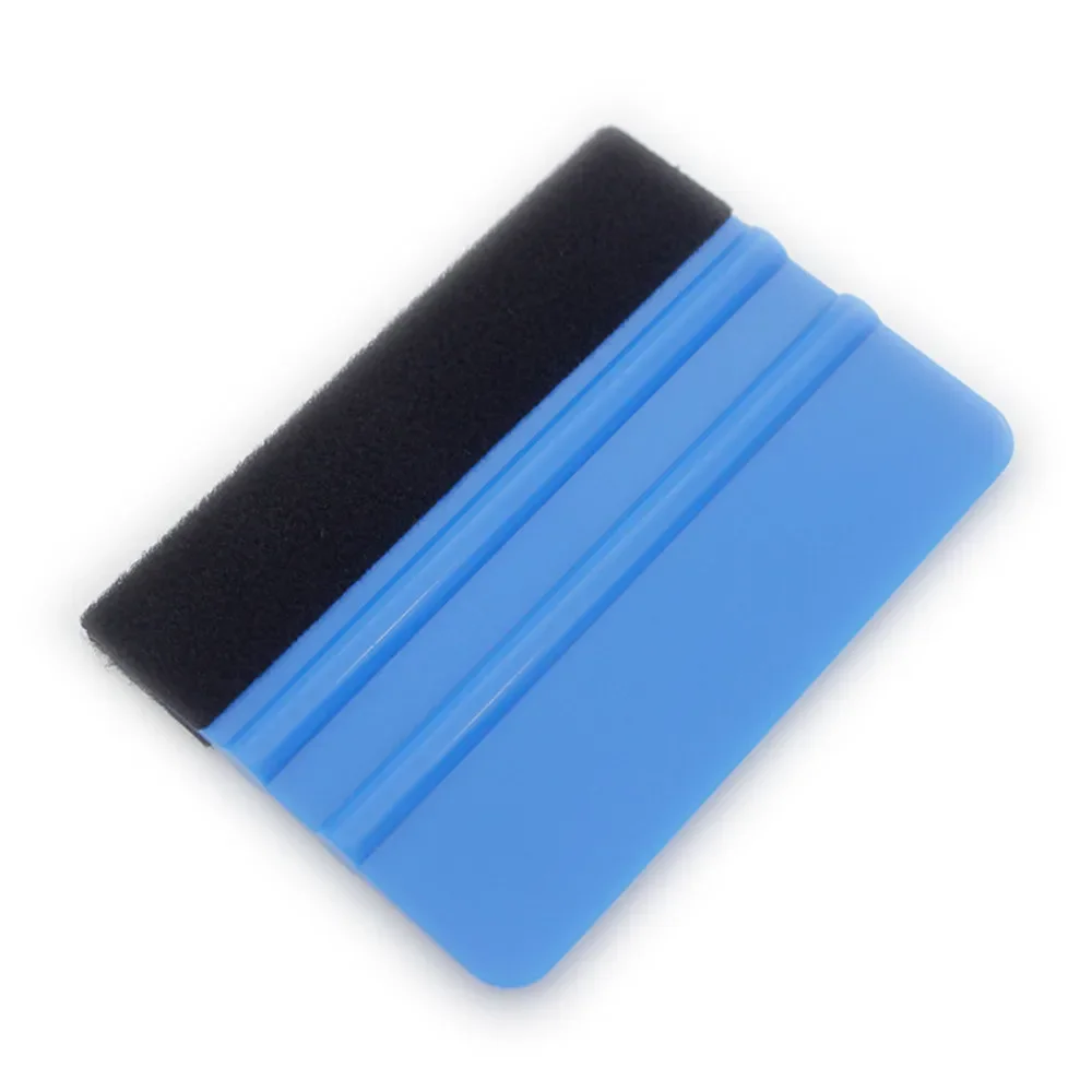 1Pcs Auto Styling Vinyl Carbon Fiber Window Ice Remover Cleaning Wash Car Scraper with Felt Squeegee Tool Film Wrapping 10x7cm images - 6