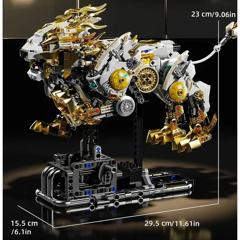NEW Creative Mechanical Lion Animal Building Blocks Model MOC Style Assembly Bricks Educational STEM Kit DIY Gifts for Children