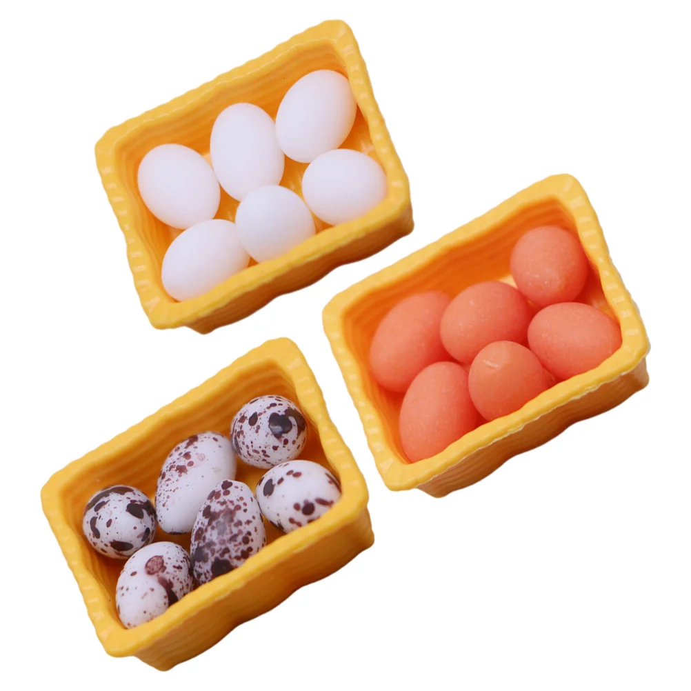 

3 Sets Mini House Eggs Miniature Fake Eggs Tiny Eggs Mini Storage Baskets