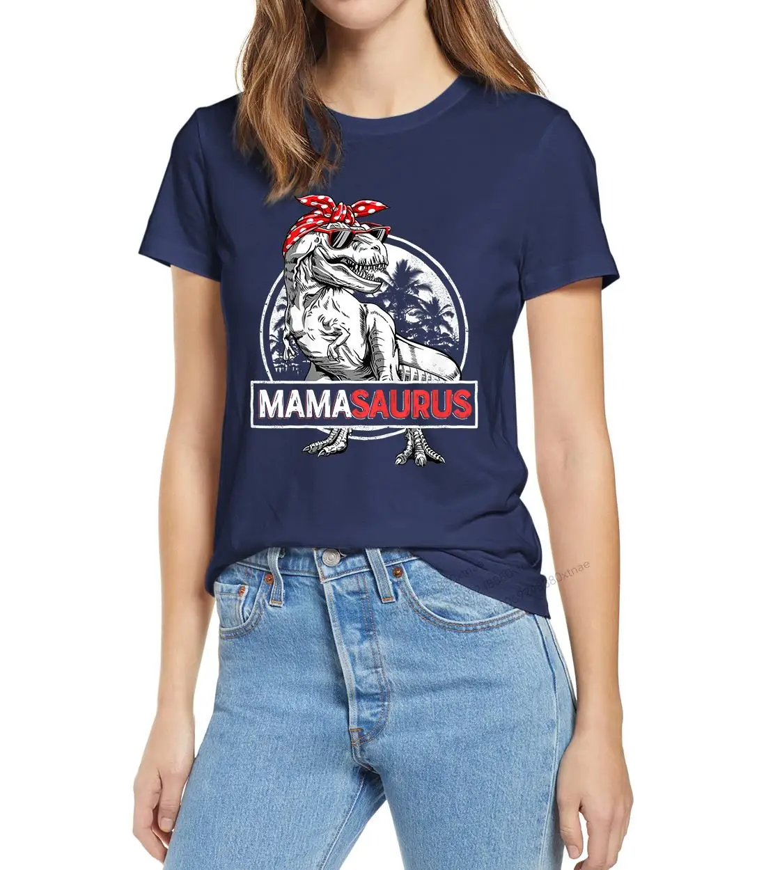 

100% Cotton Unisex Tops Funny Kawaii Mamasaurus T rex Dinosaur Mama Saurus Mother's Family Women Casual T-Shirt Oversized Tee