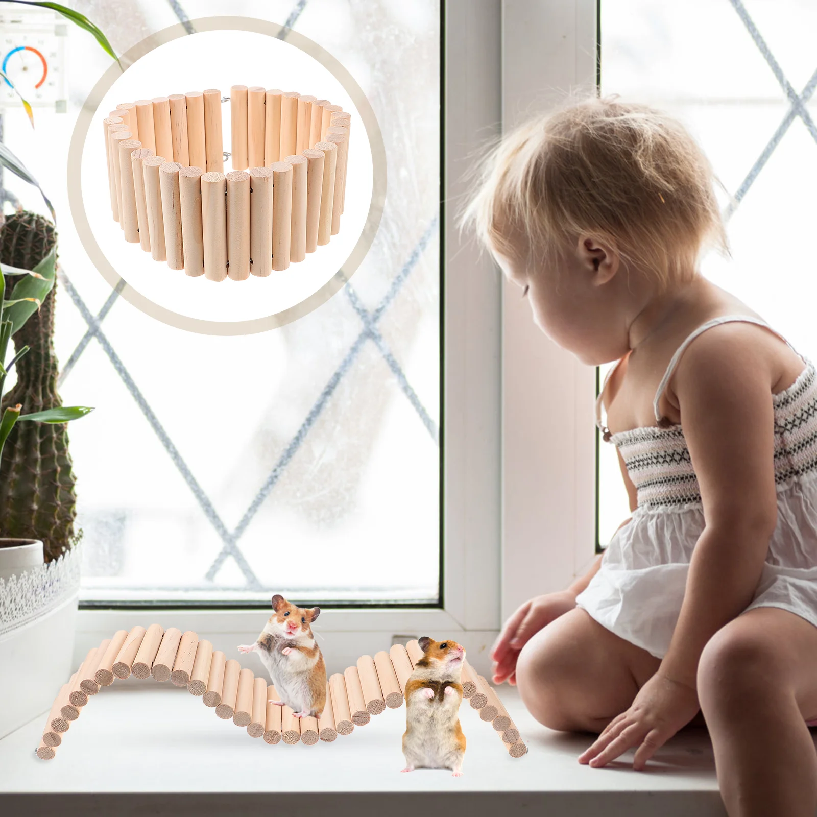 

Wooden Climbing Ladder Hamster Resting Ladder Toy Flexible Wooden Hamster Ladder Plaything Hamster Ladder Cage Movable Rest