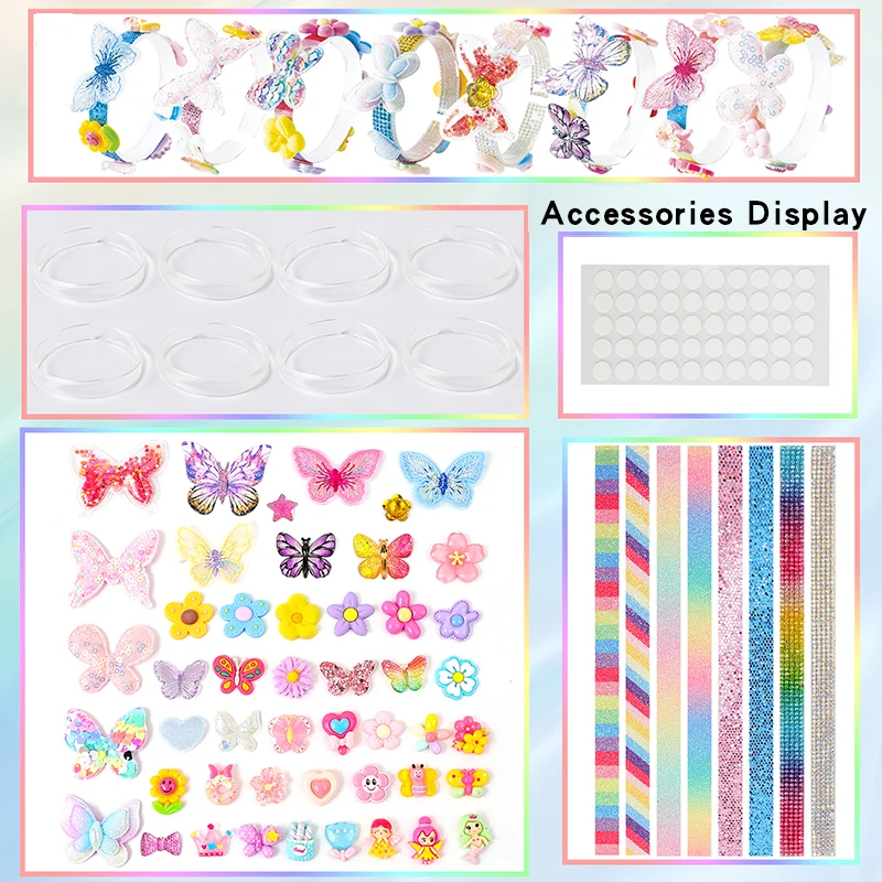 Fun DIY Kids' Jewelry Material Pack: Make Your Own Bracelet, Headband & Butterfly Piece! - 3