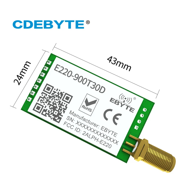 E220-900T30D Wireless LoRa ISM 868MHz 915MHz Module Ultiple Transmission LoRa Spread Spectrum DIP UART Interface SMA-K Antenna wireless module