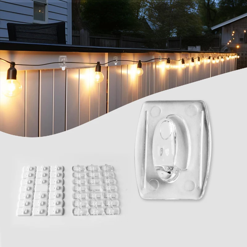 

12/20/40pcs Outdoor String Lights Clips, Strong Adhesive Mini Hooks for Hanging Christmas Light, Home Decor, Holiday Party Decor