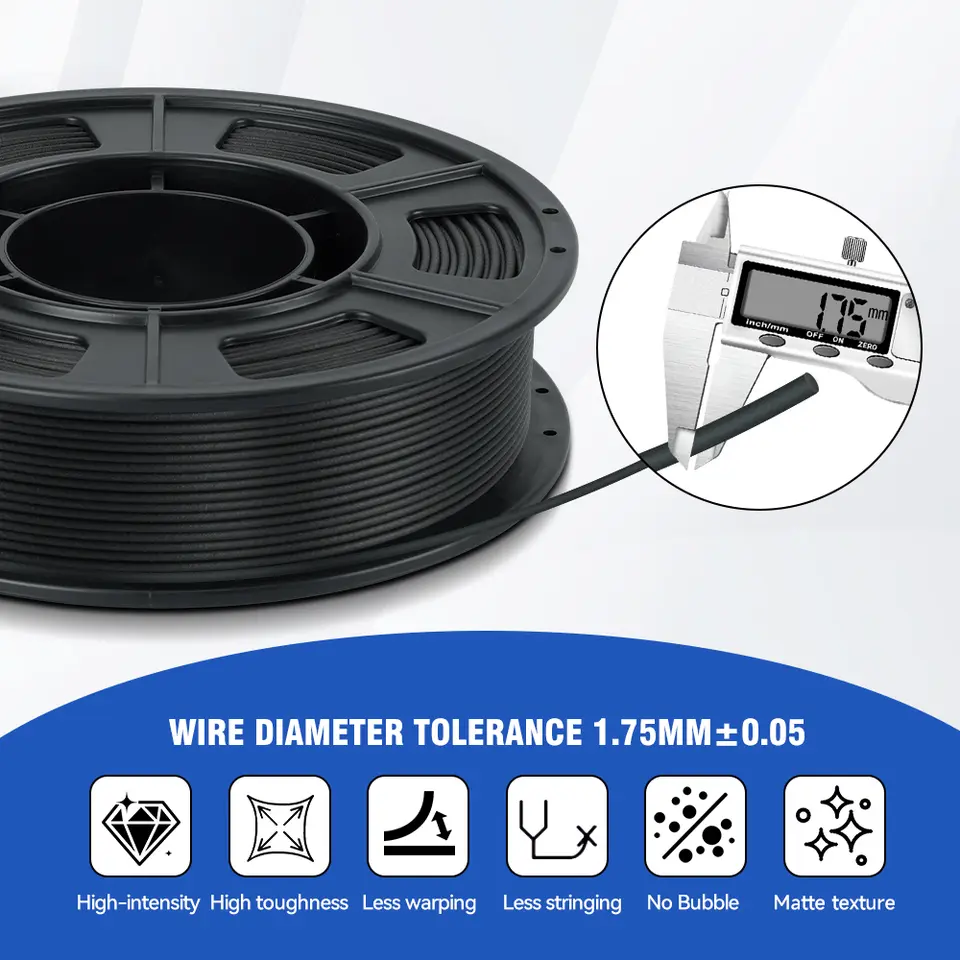 KINGROON Carbon Fiber PLA PETG Nylon Filament 1.75mm 0.3KG (NOT 1KG), High Strength PLA-CF PETG-CF PA-CF For 3D Printer, 300g image 3