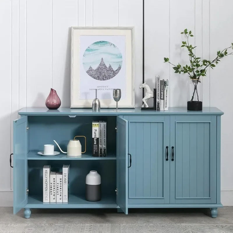 ZHENXIANG Bar Cabinet with Storage,62'' Coffee Bar Cabinet,Sideboard Storage Cabinet for Dinning Room,Kitchen&Living Room 4 Door