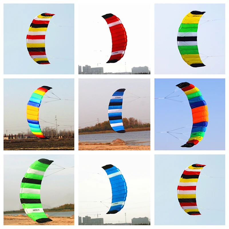 

free shipping dual Line Stunt flying power Kite rainbow large soft kites for adults kitesurfing factory outdoor toys kite reel