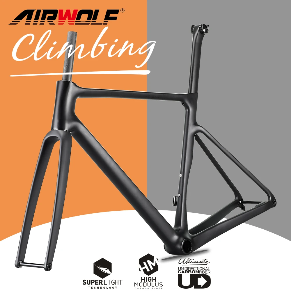 Airwolf Super Light T1100 Multicolor Carbon Road Bike Frame Max 700*38C Tires Climbling Road Bike Frame Carbon Bicycle bicycle parts bicycle frame