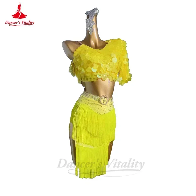 

Latin Dance Performance Dress for Women Customsized Rumba Chacha Tango Senior Stones Professional Costumes Child Latin Dresses