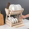 1PC Kitchen storage rack, drying and washing utensils, drainage tableware storage box, double-layer tableware rack 3