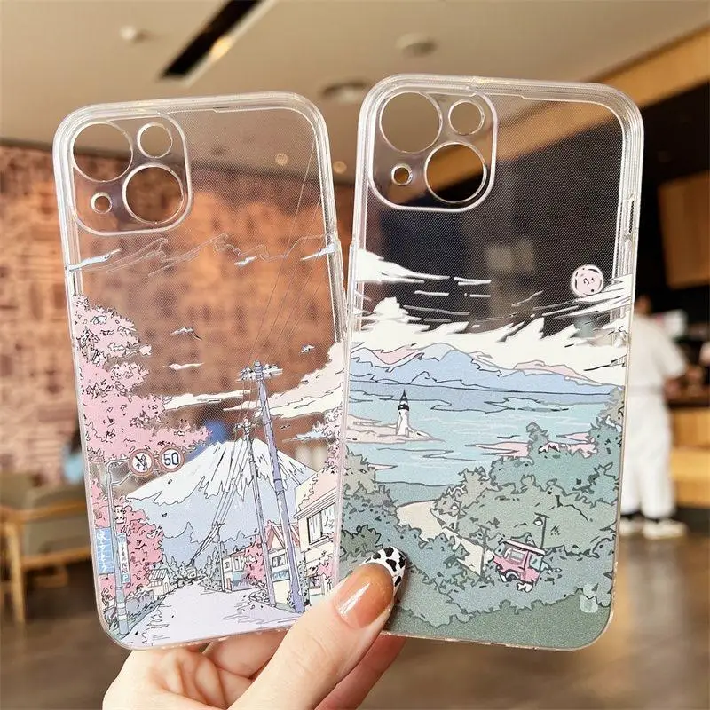 Anime Scenery Clear Phone Case