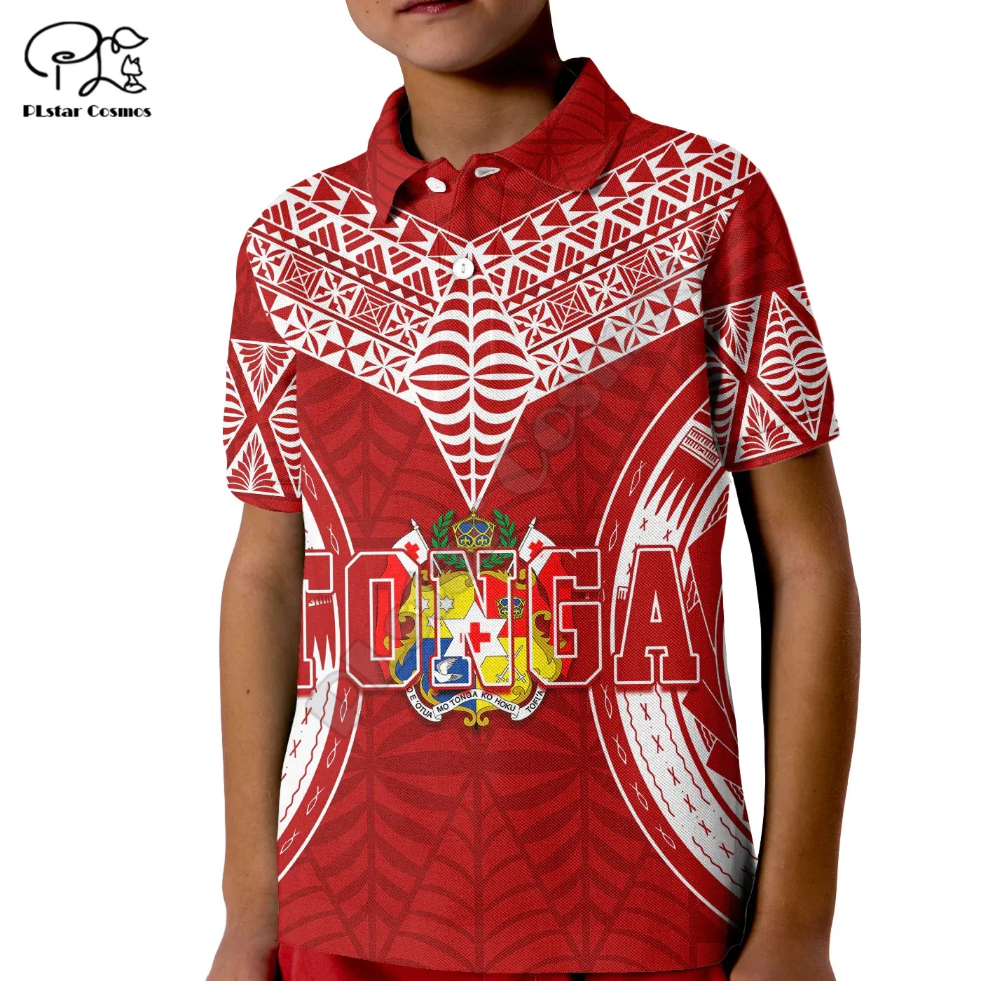 

Personalised Tonga Independence Day Kid Polo Shirt Kupesi Pattern Mix Style 3D Printed Polo Shirts Summer Tees Tops