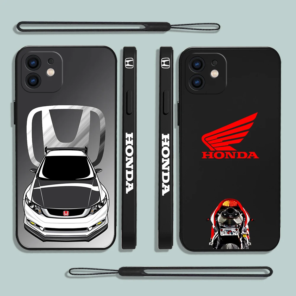 Custodia Per Telefono Honda Da Corsa Per Moto Per Iphone 15 14 13 12 11 Pro Max Mini X Xr Xs Max Se20 8 7 6S Plus Silicone Con Cinturino A Mano