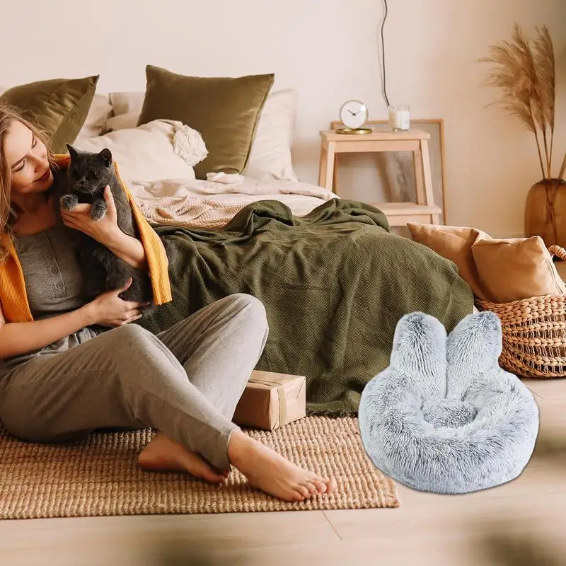 

Super Soft Cat Bed Washable Cat Hideaway Small Dog Cat House Round Plush Mat Sofa Puppy Cushion Mat Portable Cat Supplies