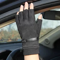 Winter Fleece Warm Fingerless Gloves Men Women Suede Fabric Outdoor Bicycle Casual Sport Guantes