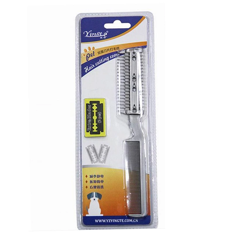 Pet Dog Hair Trimmer Comb Cutting Cut With 2 Blades Grooming Razor Thinning Dog Cat Combs cat Hair Remover hair brush comb dog grooming scissors dog grooming scissors kit