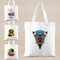 Cobra Print Shopping Bag Casual Tote Bags Large Capacity Canvas Bag Women Shopper Shoulder Bags Girls Fashion All-match Eco Bags