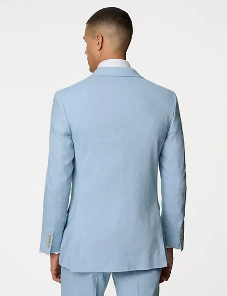 Elegant Sky Blue Summer Linen Men Suits Smart Casual Slim Fit Blazers Business High Quality Custom 2 Piece Set Costume Homme