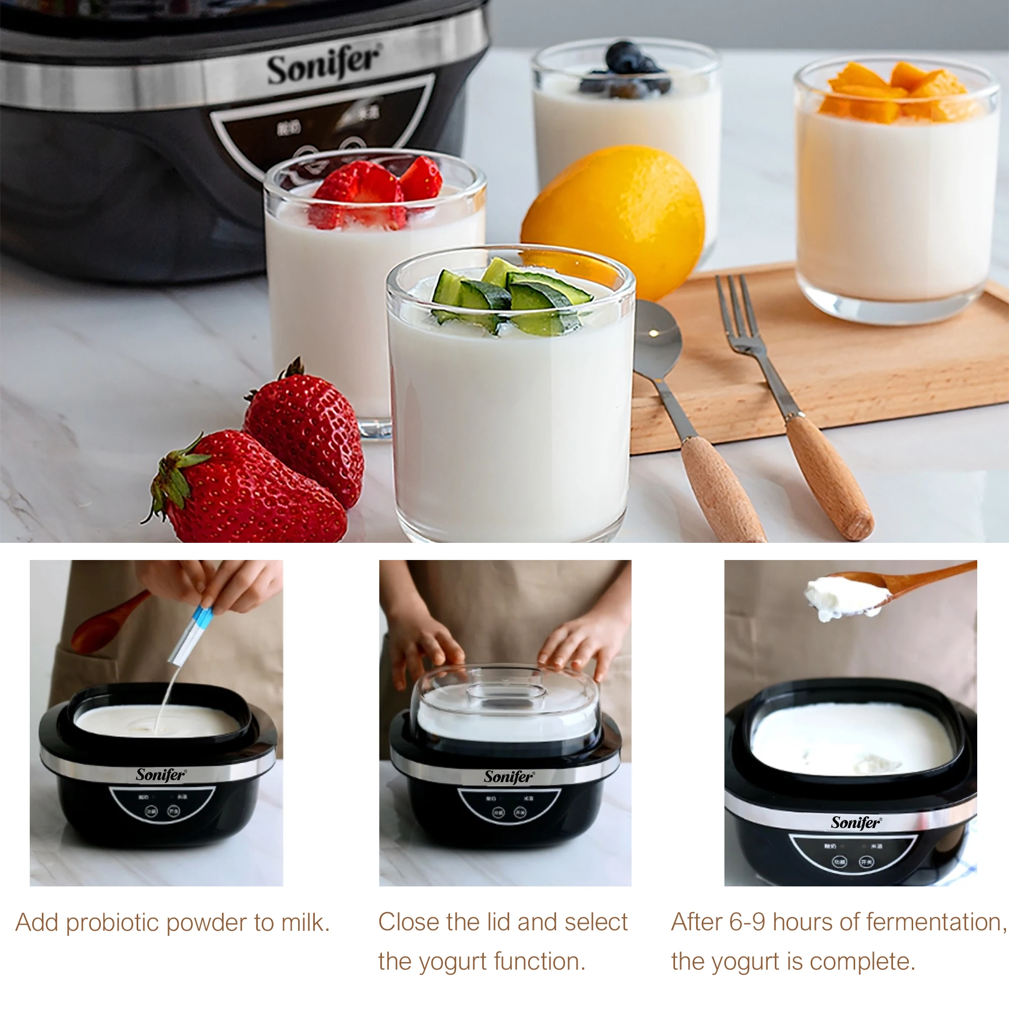 Yogurt Maker Automatic Yogurt Machine 1L Household Diy Yogurt Tools Kitchen Appliances Made Rice Wine Stainless Steel Sonifer 4