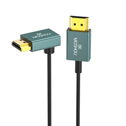 Ultra Thin 8K HDMI 2.1 Cable with 90 Degree Down Angle - Flexible Slim High - Speed Cord for Enhanced Viewing Experience (90D Up Angle)