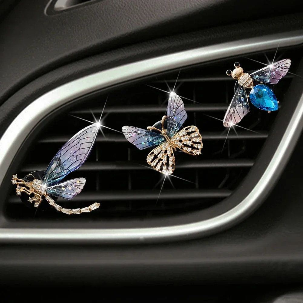 Dragonfly Rhinestone Car Air Freshener Clip