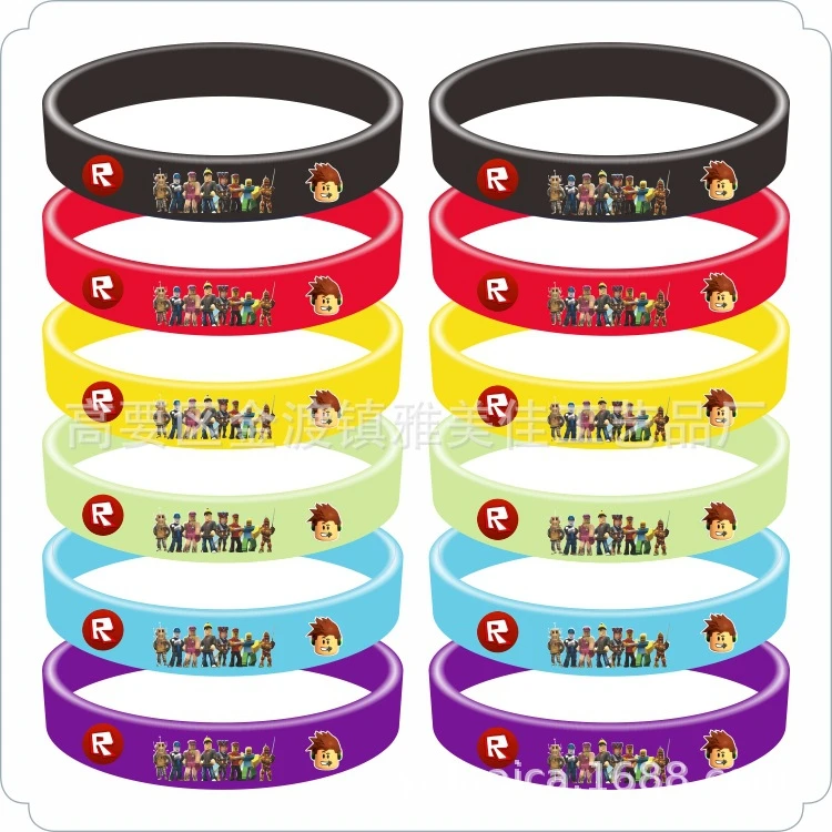 12pcs Roblox Bracelets Anime Silicone Bracelet Silicone Keychain Cute