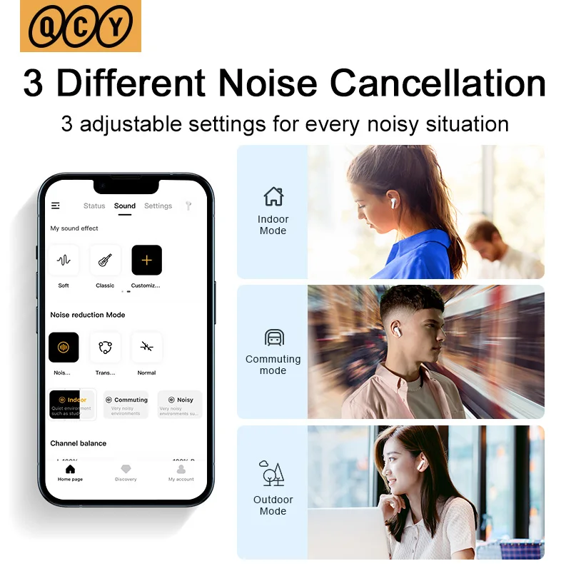 NEW QCY HT05 ANC Wireless TWS Bluetooth 5.2 Earphones 40dB Active Noise Cancellation Headset 6 Mic ENC HD Call TWS Earbuds