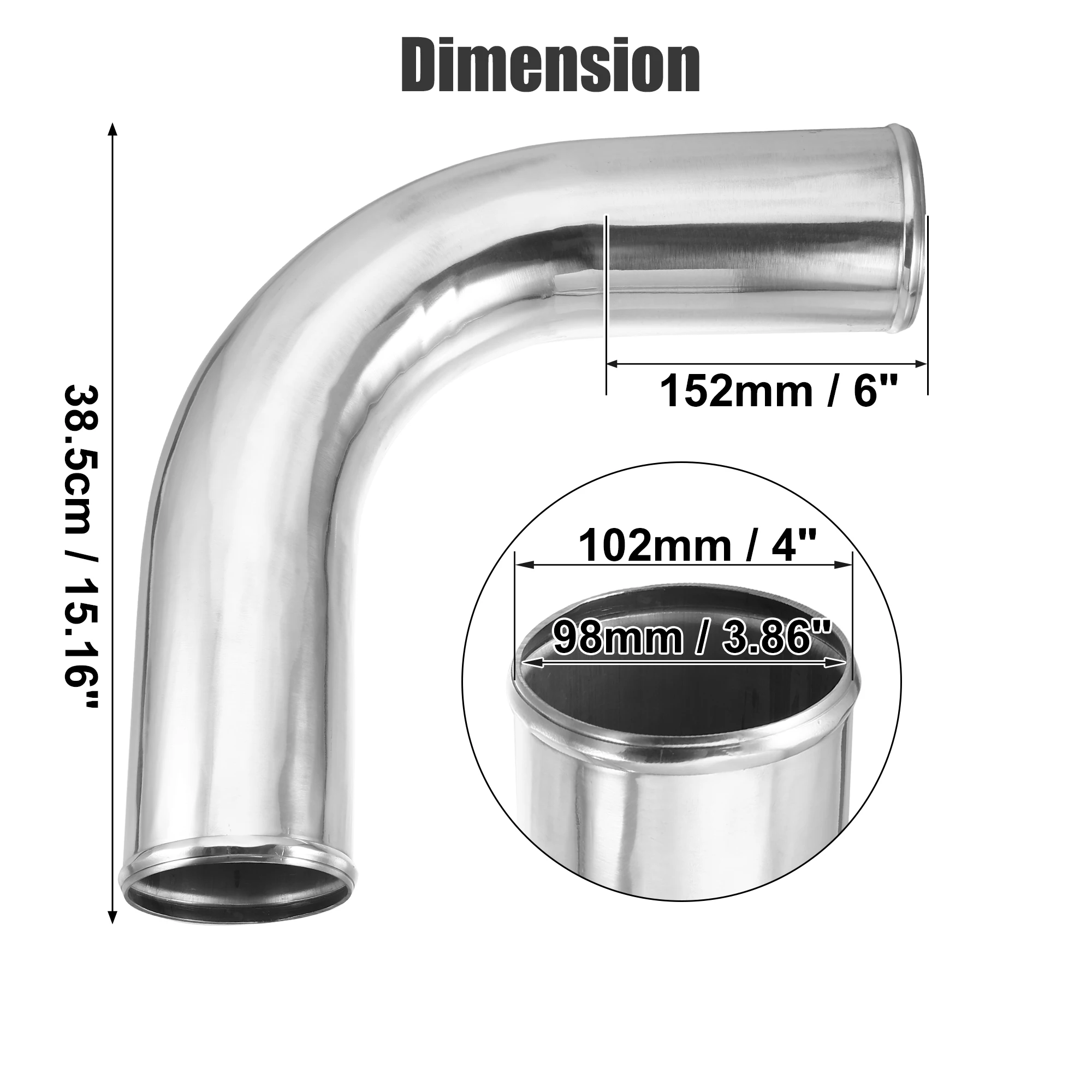 Car Aluminum Alloy Tube Intercooler Pipe 90 Degree Bend Elbow Air Intake Joiners Tubing OD 32-102mm Leg Length 152mm Air Intake Kit