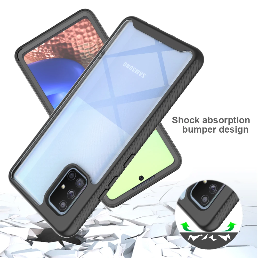 Shockproof Clear Case with Built-in Screen Protector and TPU Bumper Rugged Cover