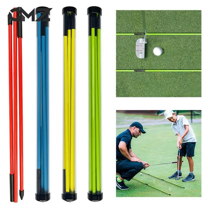 

2Pcs 3-Folding Golf Direction Indicator Stick Portable Golf Correcter Practice Stick Golf Putting Auxiliary Training Tool