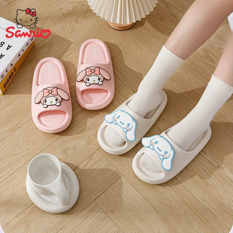 

Sanrio Kuromi Family Slippers Cinnamoroll Melody Kuromi Cute Slippers Women Soft Thick Soles Home Dormitories Casual Shoes Gifts