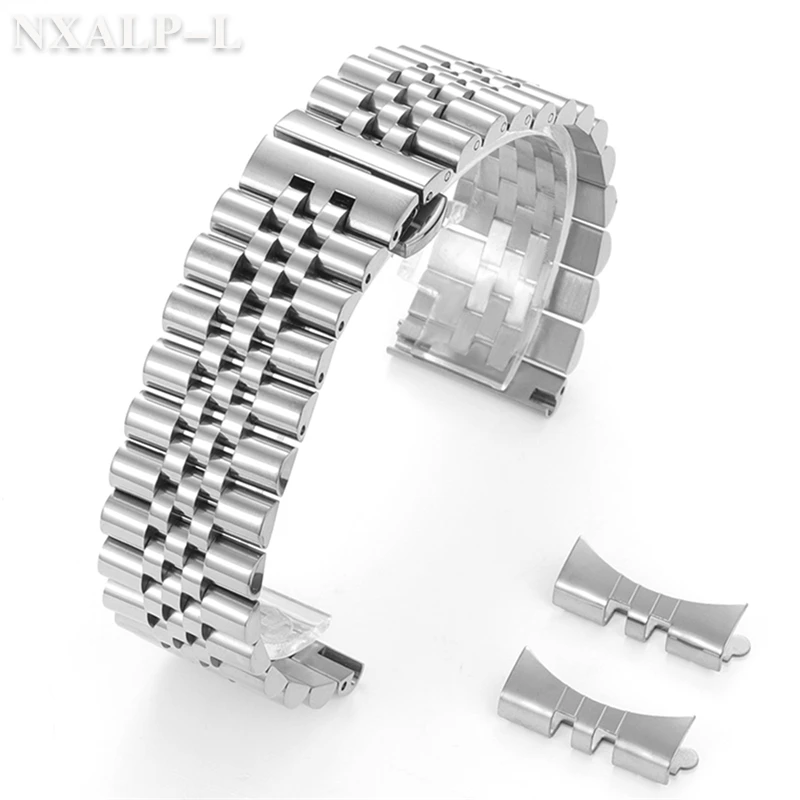 Premium Curved End Stainless Steel Watch Band with Butterfly Buckle