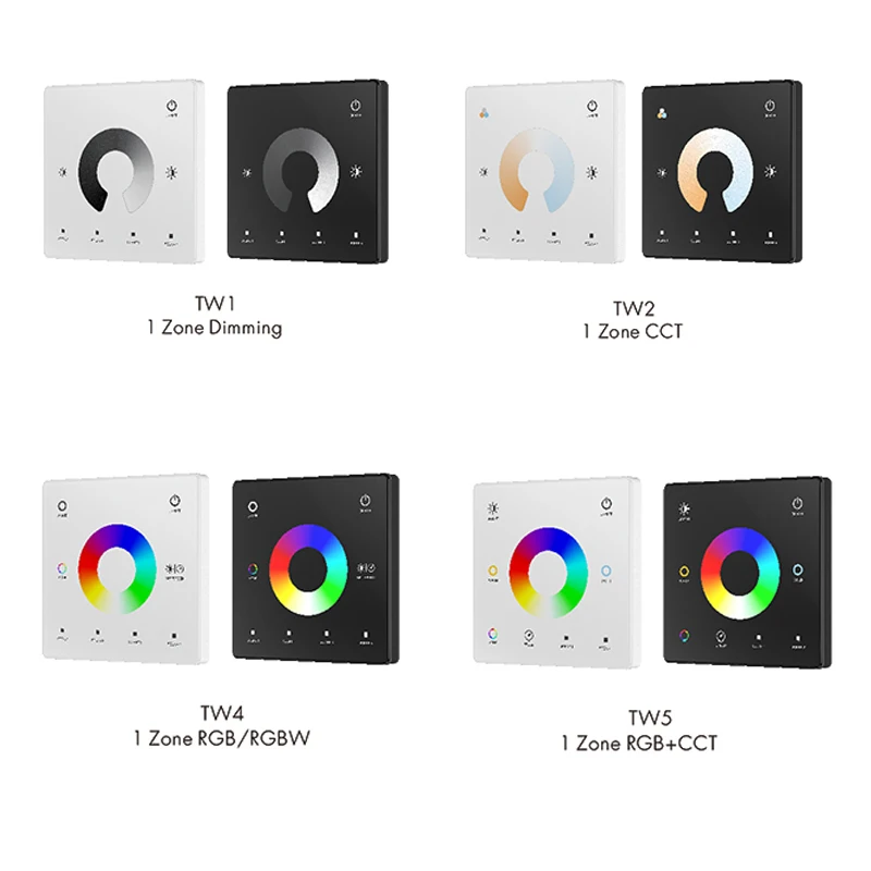 Wall Mounted Touch Panel 2.4G RF Remote dimming Dimmer Switch use for Single Color/CCT/RGB RGBW/RGBCCT LED Strip tape