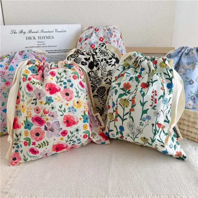 Portable Baby Organizer Baby Diaper Bag Mommy HandBag Drawstring Stroller Wet Dry Nappy Bags Printed Flower Bebe Diapers Storage 1