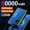 80000mAh Power Bank 120W Super Fast Charging 100% Sufficient Capacity Portable Battery Charger Digital Display For iPhone Xiaomi 1