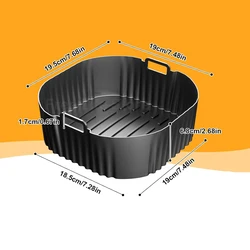 Premium 19CM Reusable Silicone Air Fryer Liners - Versatile Baking Tray Accessories (Black)