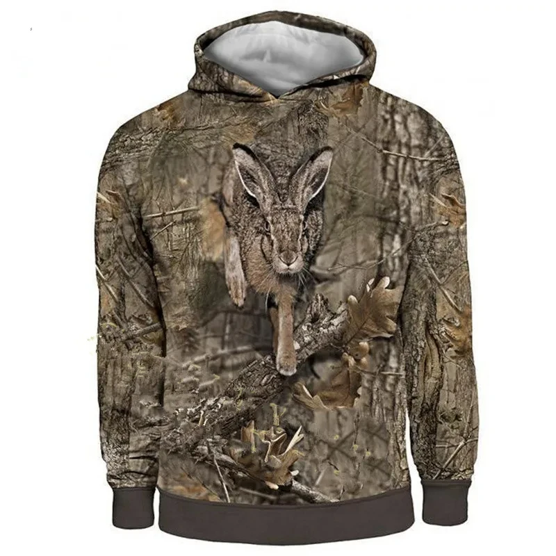 Man 3D camo hunting animals bird fashion long-sleeve casual hoodie