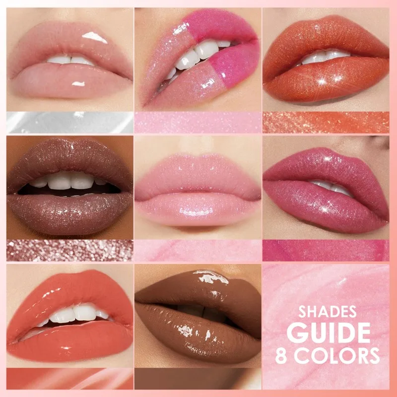 1 PC Shiny Water Lip Oil Lip Gloss Liquid Lipstick Jelly Tube Lip Glaze Moisturizing Shiny Intense Color Lips Beauty Makeup 2
