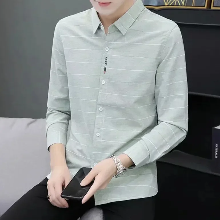 thumbnail image 1 of Camisa de hombre Camisas gráficas de rayas de manga larga para hombre I Ropa popular coreana regular Algodón fresco Moda Trendyol 2024 Hipster, 1 of 5