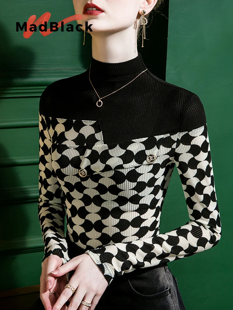 

Женская водолазка с длинным рукавом, в клетку