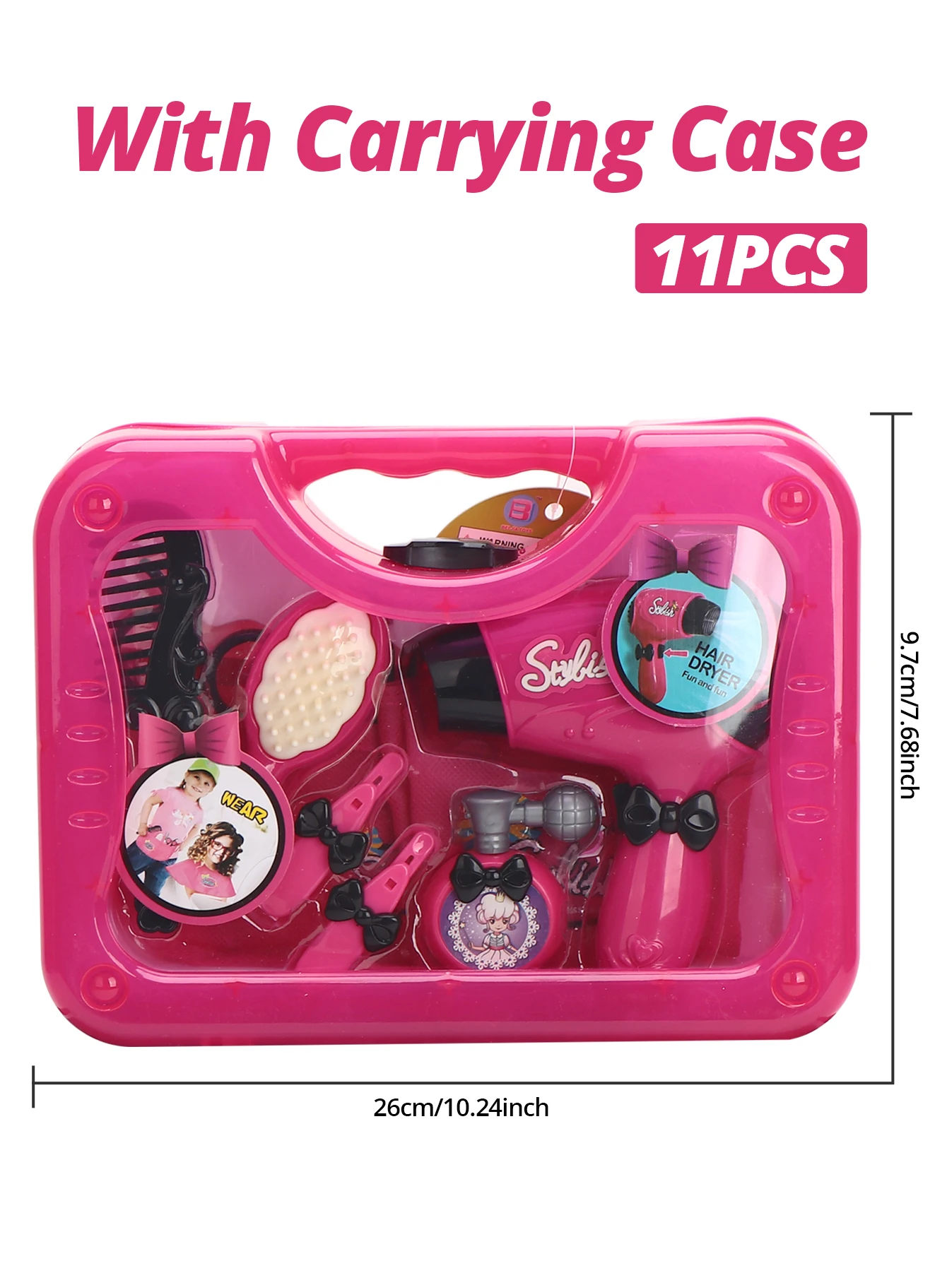 Kids Hair Dryer Playset Princess Pretend Play Makeup Set Suitable for children over 3 years old 3