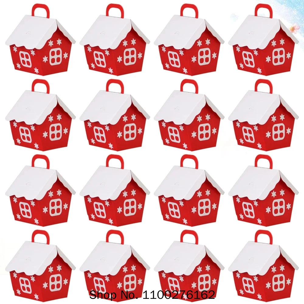 

50Pcs Christmas Party Boxes Red Candy Box Lovely Container Xmas Gift Boxes For Party Candy Bag Gift Box Christmas Party Supplies