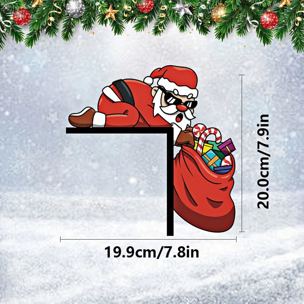 Autocollant Mural 3D Père Noël - Décor Amovible Pour Noël - Dimensions 30x25 Cm - Adhésif Sans Résidu