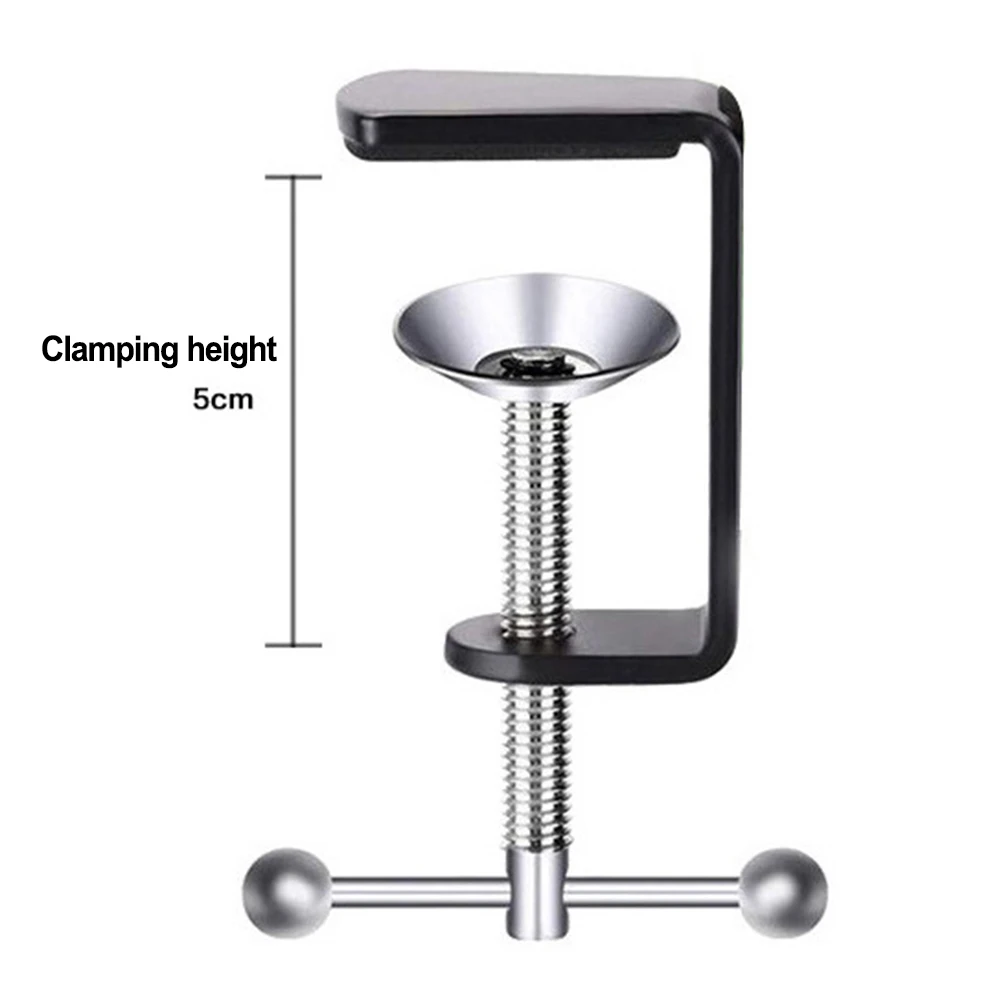 Table Mount Clamp Clamp Home Office Shop C-shaped Design Silicone Pad Stable Metal Base 5cm Height Securely Mount