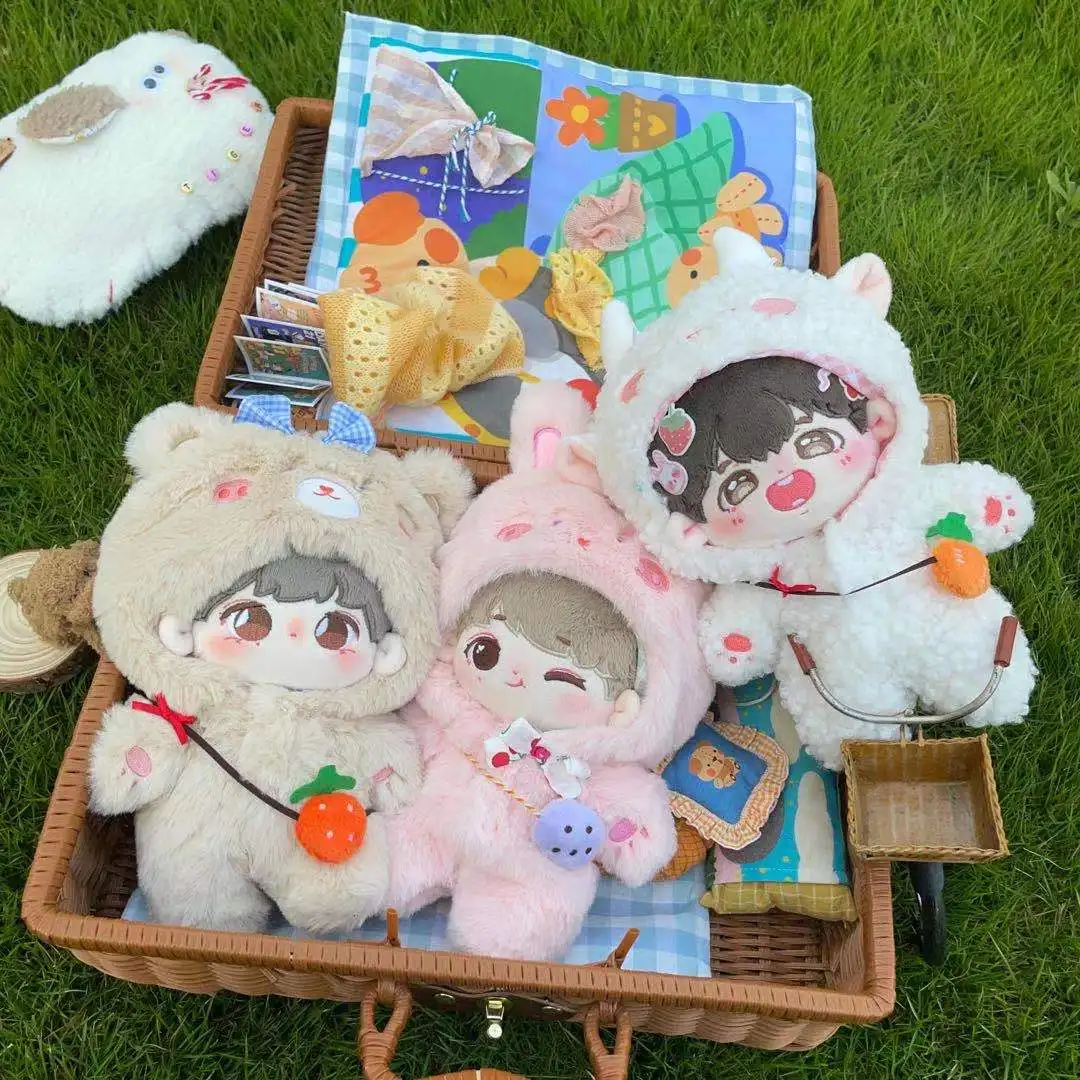 Doll Clothes Barbie Doll Clothes Handmade 2pc/set Plush Bear Rabbit Sheep Jumpsuits Set For 10cm 15cm 20cm Kpop Doll