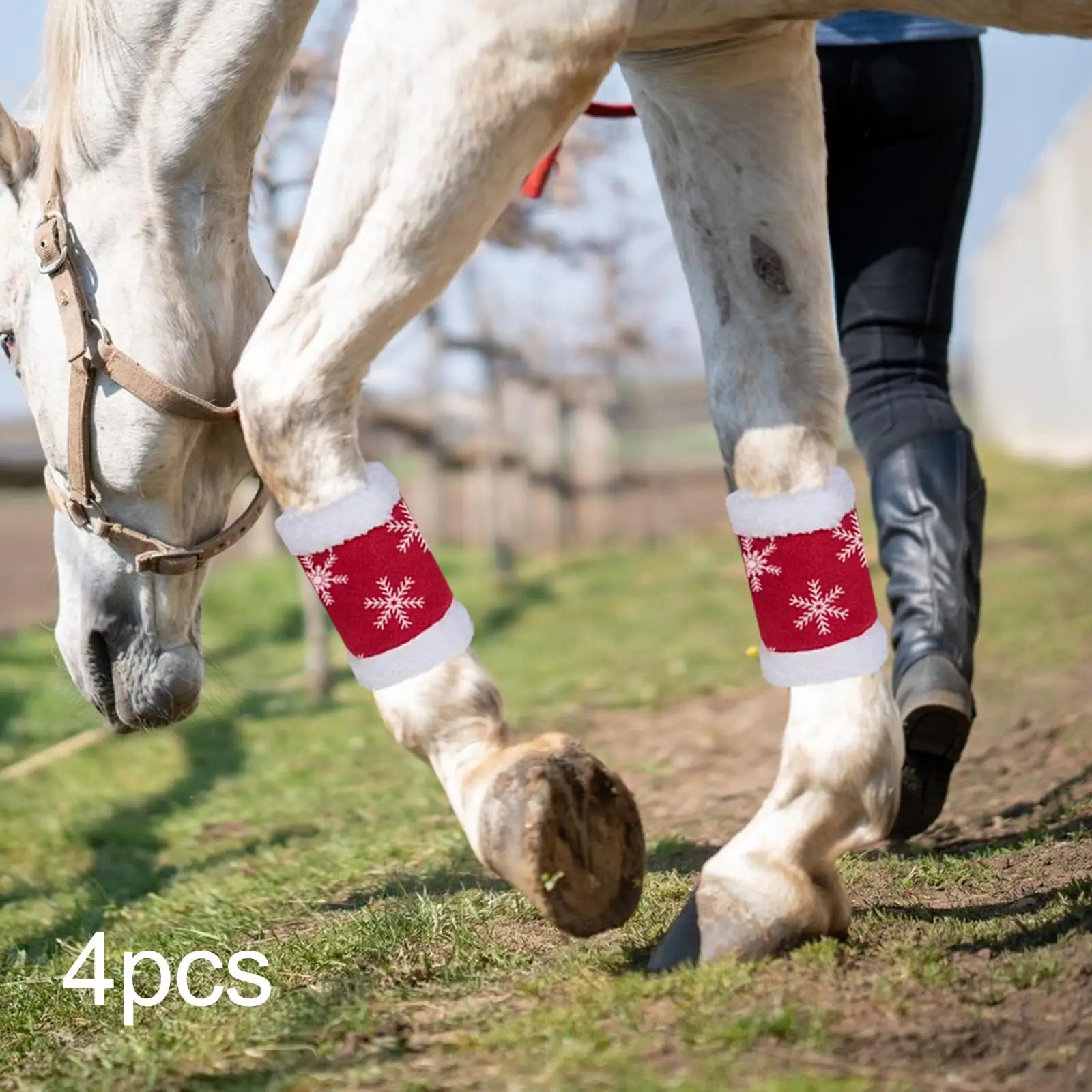 4Pcs Horse Leg Wraps Equestrian Accessories Breathable Horse Leg Protection for Training Christmas Exercising Riding Livestock