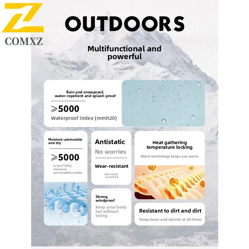 ​Men Outdoor Hiking Jacket Windproof Waterproof  Mountain Style Solid Color Windbreaker for Autumn Hooded Camping Climbing​ Coat