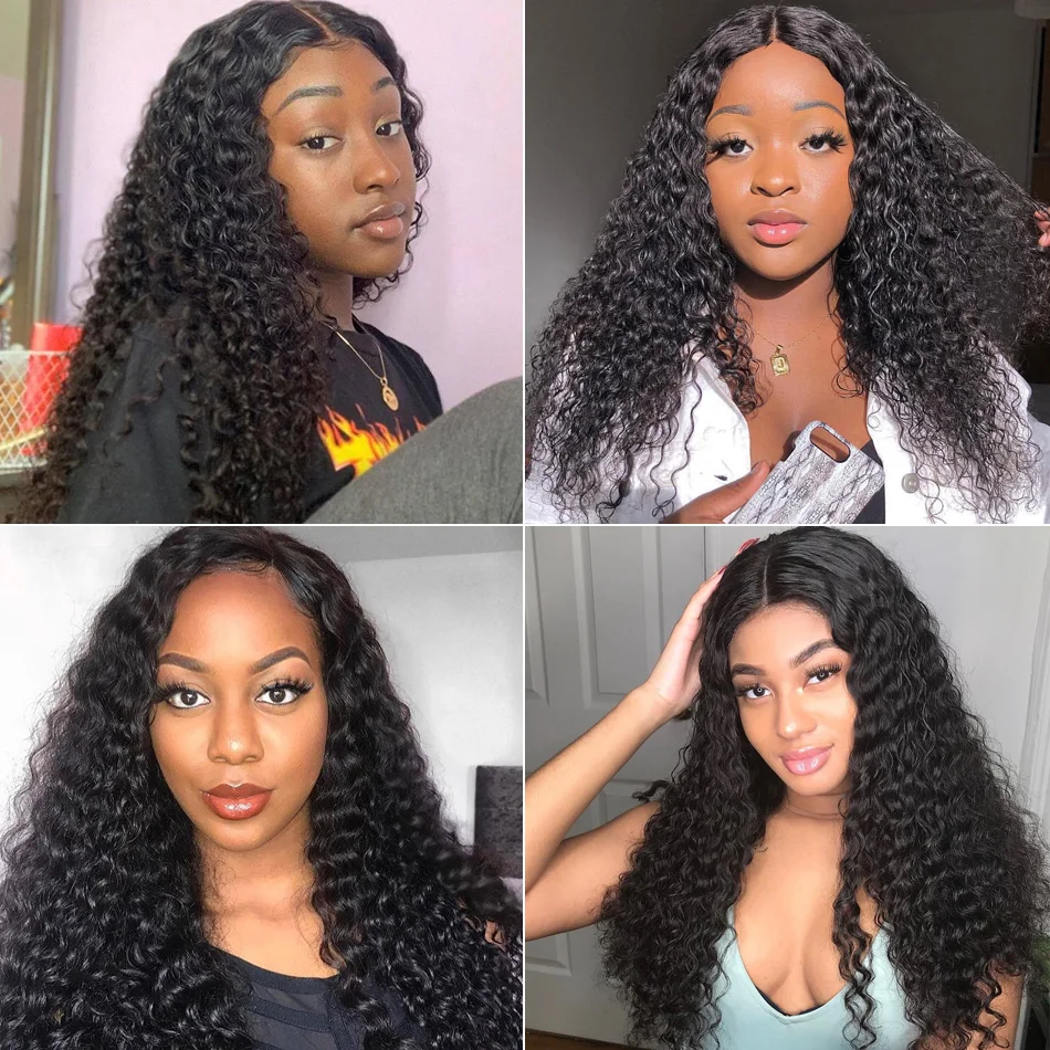 FRÄULEIN ROLA 13x4 Spitze Front Menschliches Haar Perücken 180% Dichte Verworrene Lockige Menschenhaar Perücken Brasilianische Remy Haar perücke Vor Gezupft – Detail 1