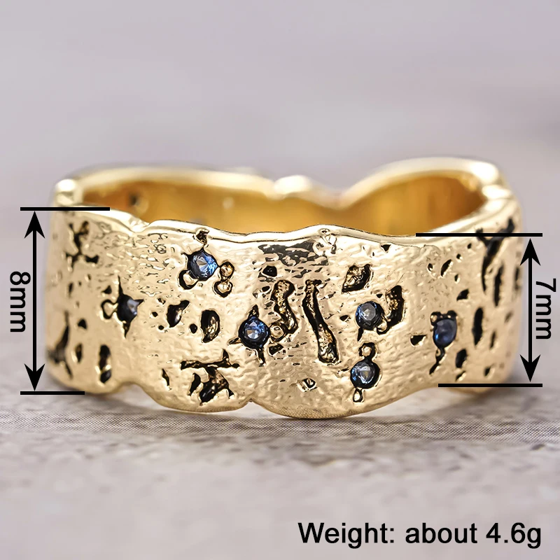 Huitan Chic Irregularity Gold Color Rings