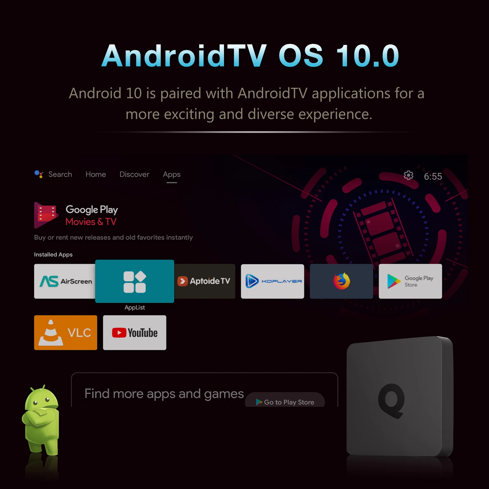 Q1 ATV Smart TV Приставка Android TV 10 Allwinner H313 2 ГБ 16 ГБ.